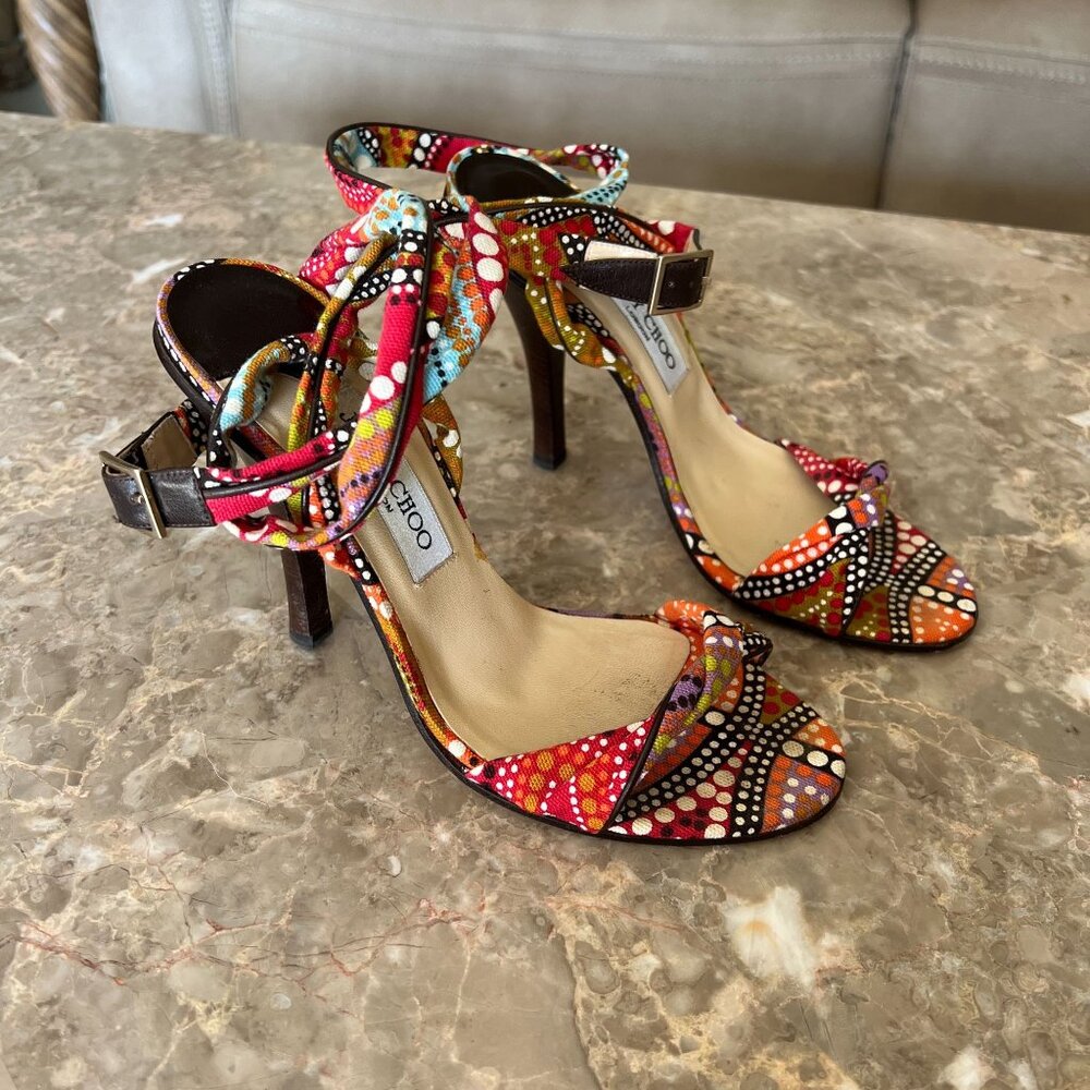 Jimmy Choo Multicolor Ankle Strap Heels Size 38.5